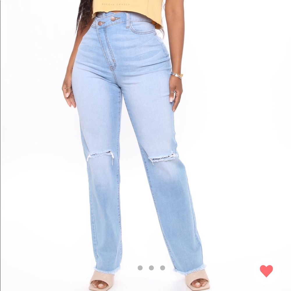 FashionNova Slouch-Over Distress Jeans